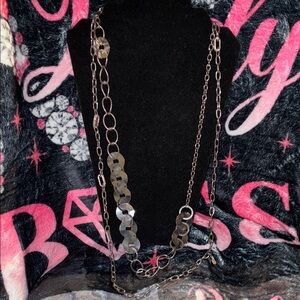 Black and Silver 2  Chains Necklace